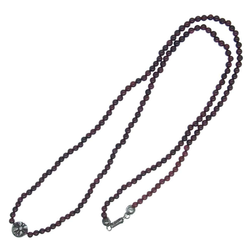 CHROME HEARTS クロムハーツ（原本有） BEADED 4MM V1 クロスボール ビーズ ネックレス チェーン パープル ブラウン系 シルバー系 40.45【中古】