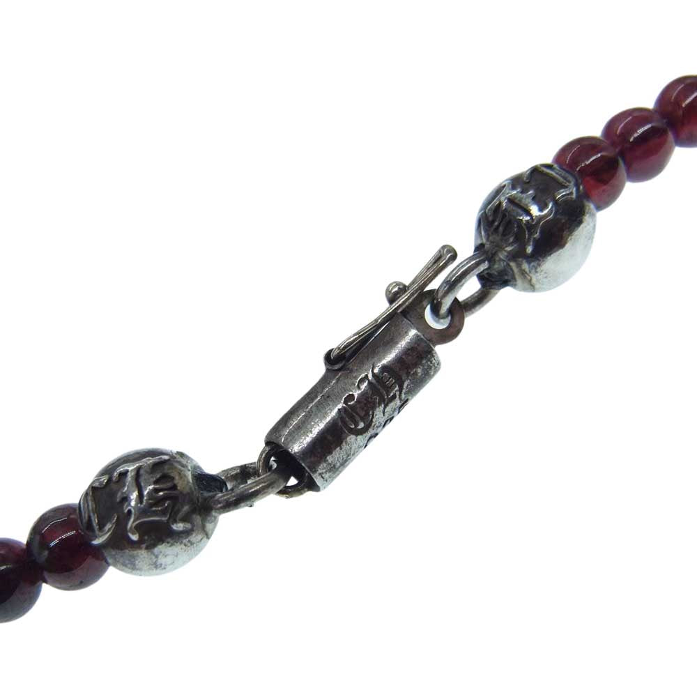 CHROME HEARTS クロムハーツ（原本有） BEADED 4MM V1 クロスボール ビーズ ネックレス チェーン パープル ブラウン系 シルバー系 40.45【中古】