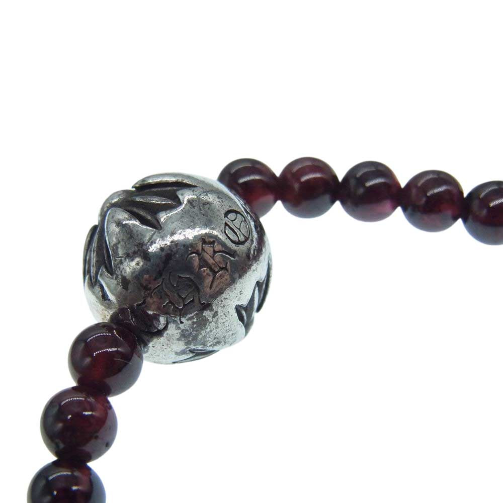 CHROME HEARTS クロムハーツ（原本有） BEADED 4MM V1 クロスボール ビーズ ネックレス チェーン パープル ブラウン系 シルバー系 40.45【中古】