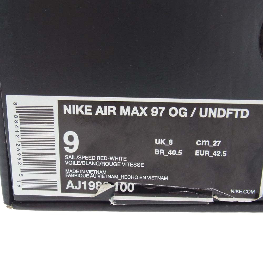 NIKE ナイキ  AJ1986-100  × UNDEFEATED AIR MAX 97 OG アンディフィーテッド エアマックス 97 ローカット スニーカー ホワイト系 27cm【中古】
