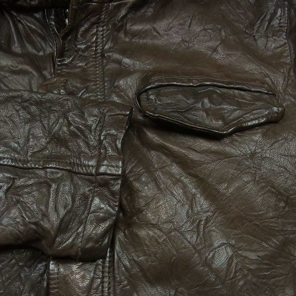 DESIGNWORKS デザインワークス 370090004 ファー フード レザー ジャケット インド製 ダークブラウン系 46【中古】