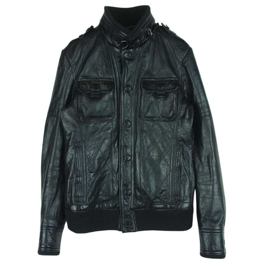 5351プールオム 290090026 裏地キルティングライナー付き ラムレザー ジャケット ブラック系 2【中古】