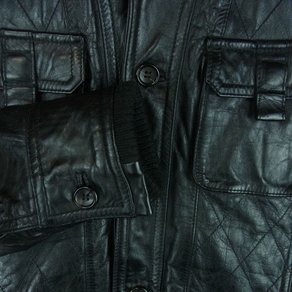 5351プールオム 290090026 裏地キルティングライナー付き ラムレザー ジャケット ブラック系 2【中古】