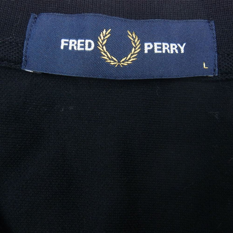 FRED PERRY フレッドペリー ポロシャツ ロゴ刺繍 長袖 ブラック系 L【中古】