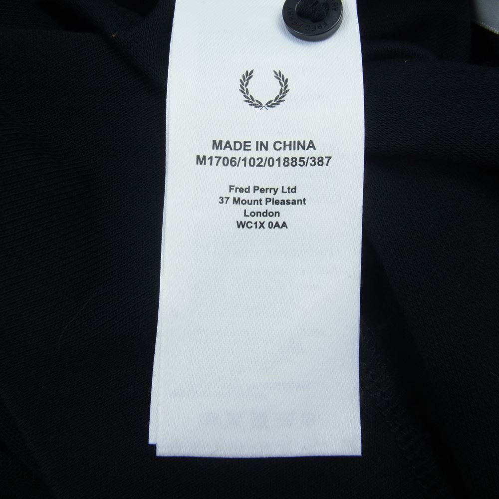 FRED PERRY フレッドペリー ポロシャツ ロゴ刺繍 長袖 ブラック系 L【中古】