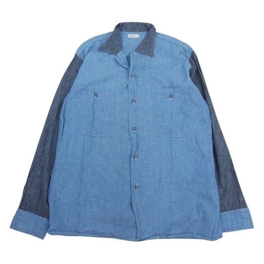 WAREHOUSE ウエアハウス DUCK DIGGER ダックディガー シャンブレー 切替 胸プリント長袖 シャツ 40【中古】