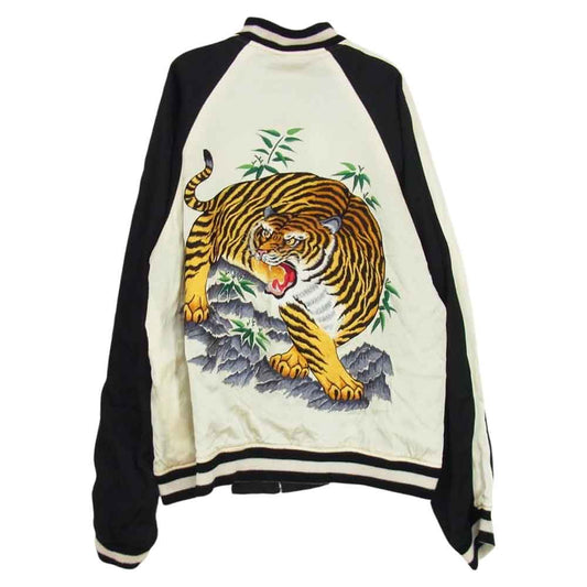The REAL McCOY'S ザリアルマッコイズ 明仙縫製 AIR BORNE JAPAN 虎 龍 刺繍 リバーシブル スカジャン ブラック系 40【中古】