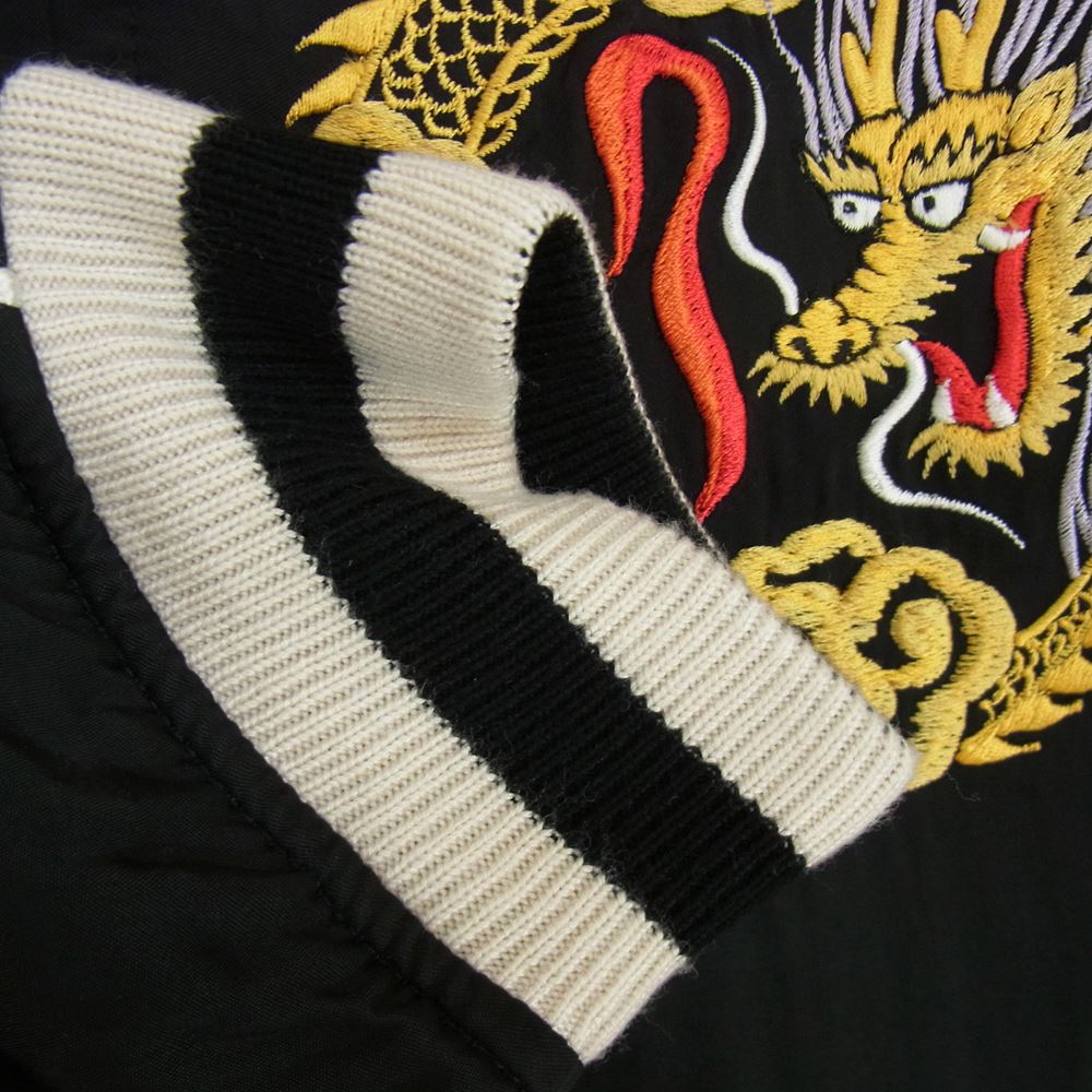 The REAL McCOY'S ザリアルマッコイズ 明仙縫製 AIR BORNE JAPAN 虎 龍 刺繍 リバーシブル スカジャン ブラック系 40【中古】