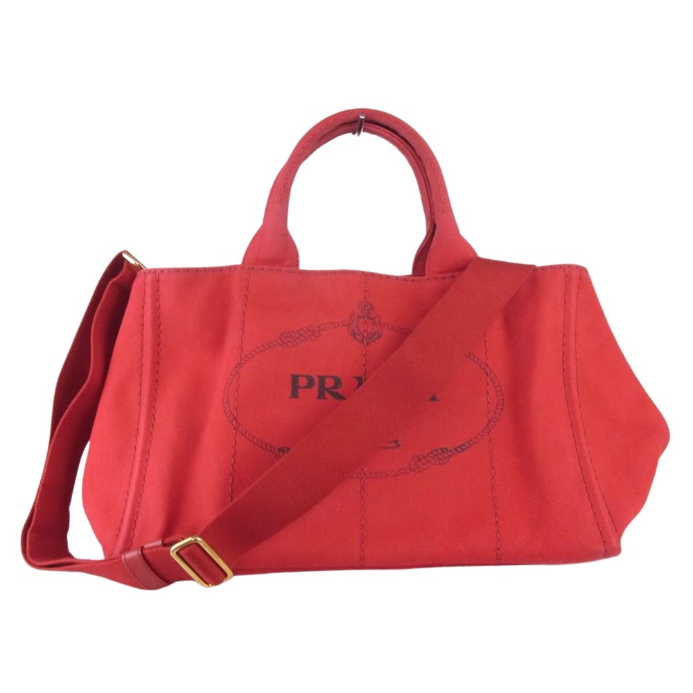 PRADA プラダ BN2642 CANAPA ROSSO カナパ 2WAY バッグ トート ショルダー バッグ レッド系【中古】