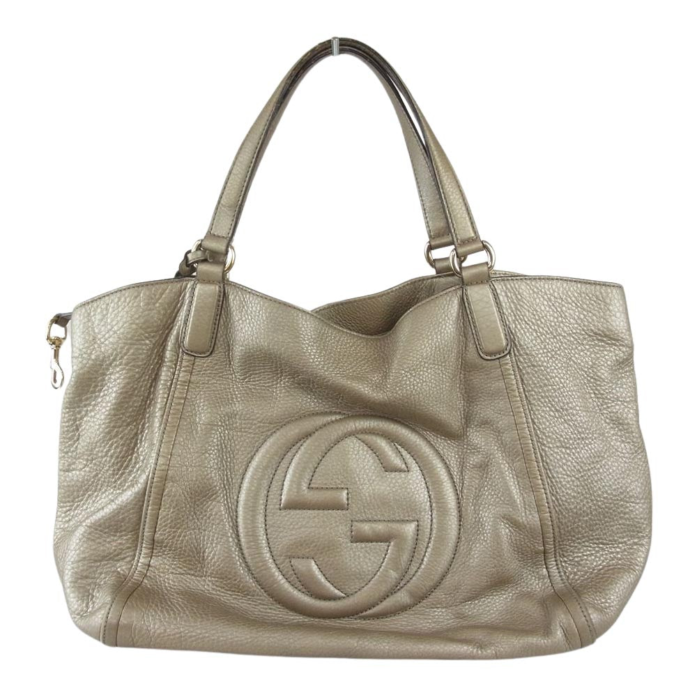 GUCCI グッチ 282309 ソーホー フリンジ インターロッキングG レザー ショルダーバッグ  ゴールド系【中古】
