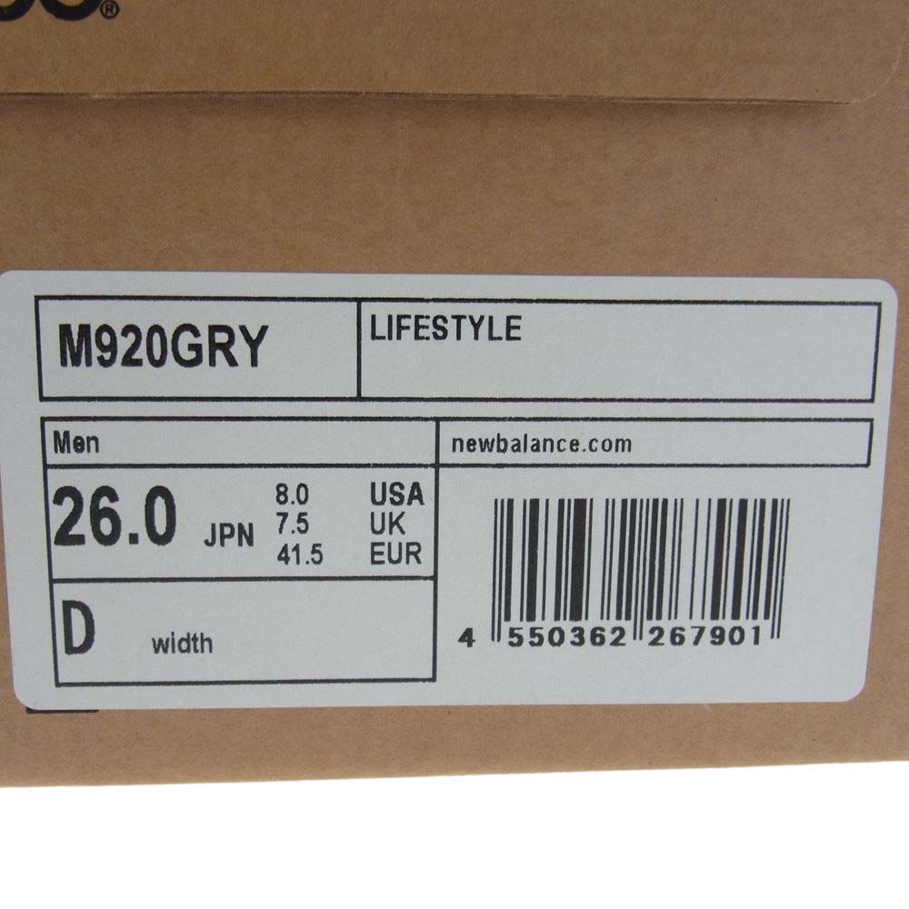 NEW BALANCE ニューバランス M920GRY  ローカット スニーカー  グレー系 26cm【中古】