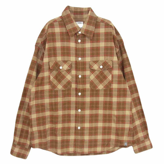 VISVIM ビズビム 20AW 0120205011012 LUMBER ELK CHECK L/S 先染め チェック フランネル シャツ 長袖 牛骨釦 ブラウン系 2【中古】