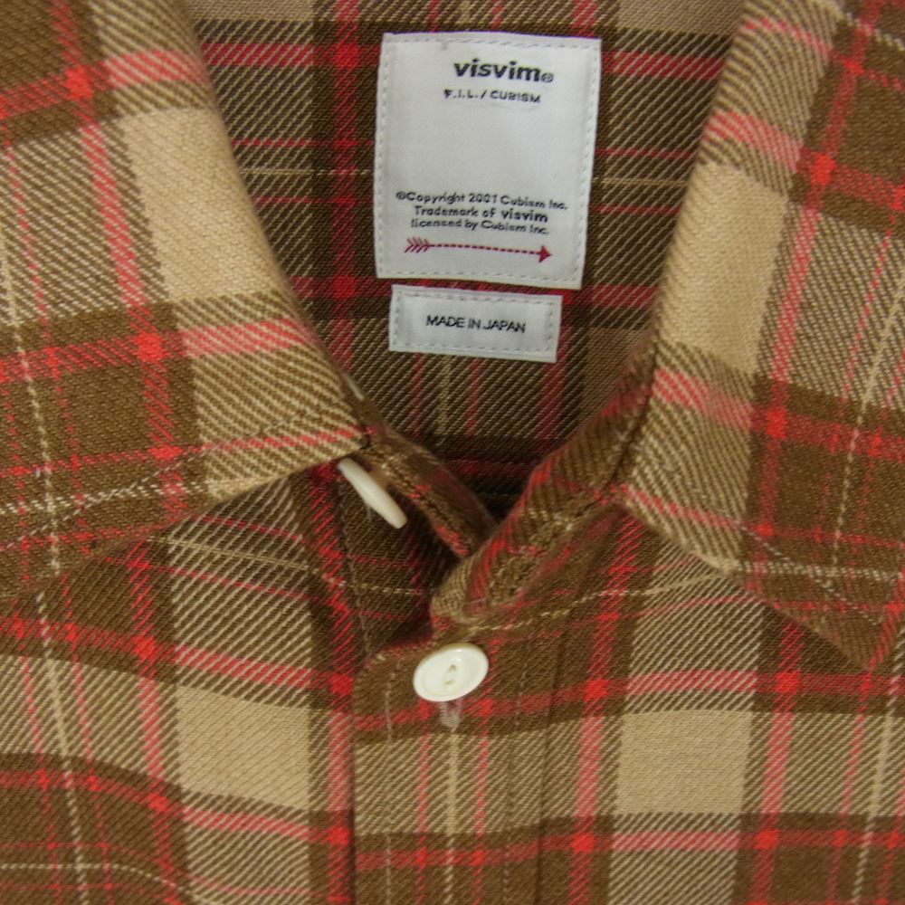 VISVIM ビズビム 20AW 0120205011012 LUMBER ELK CHECK L/S 先染め チェック フランネル シャツ 長袖 牛骨釦 ブラウン系 2【中古】