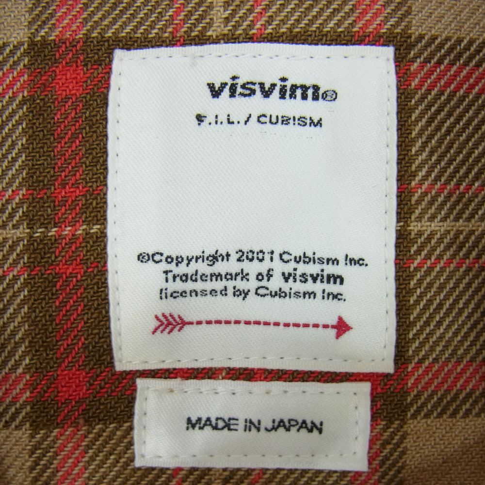 VISVIM ビズビム 20AW 0120205011012 LUMBER ELK CHECK L/S 先染め チェック フランネル シャツ 長袖 牛骨釦 ブラウン系 2【中古】