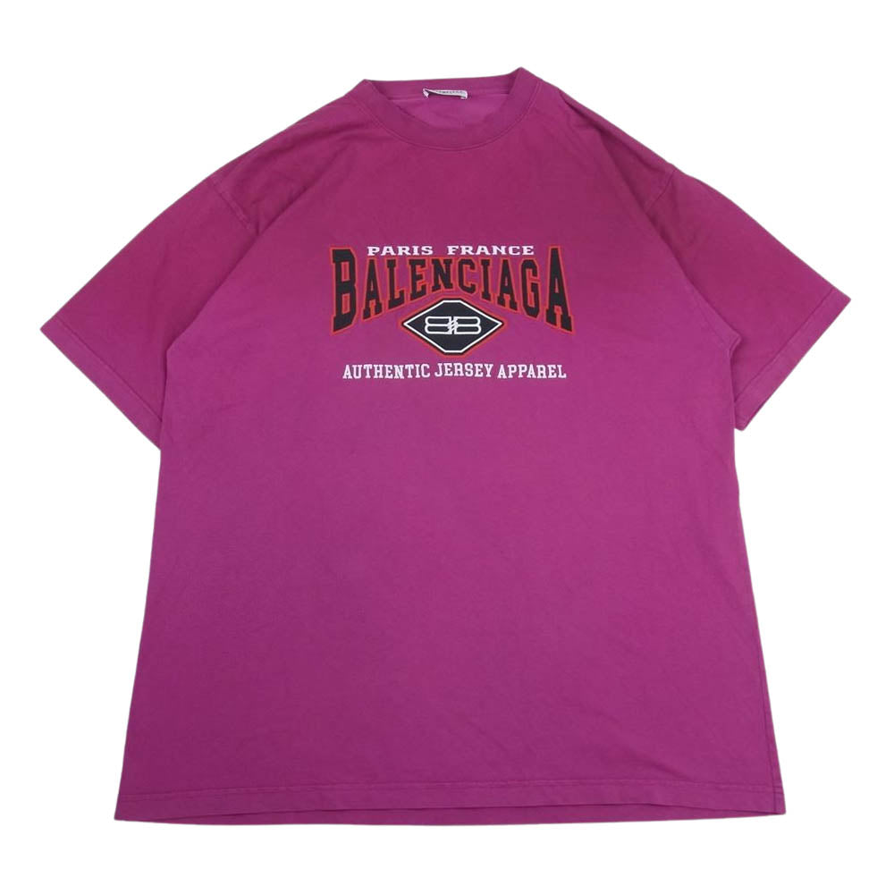 BALENCIAGA バレンシアガ 22SS 641655 TMVA9 AUTHENTIC オーセンティック ロゴ 刺繍 Tシャツ 半袖 ピンク系 M【中古】