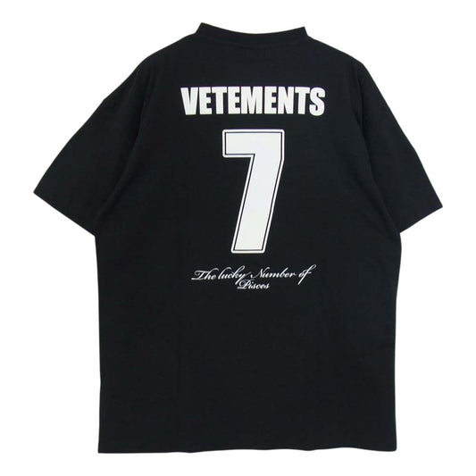 VETEMENTS ヴェトモン 19AW UAH20TR901　 Planet Number Tee プラネット ナンバー Tシャツ 半袖 ブラック系 S【極上美品】【中古】