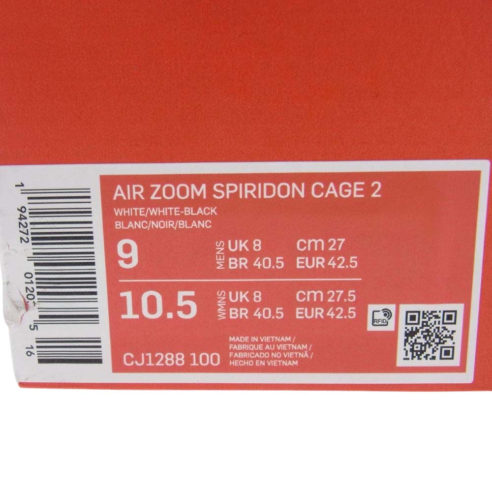 NIKE ナイキ CJ1288-100 AIR ZOOM SPIRIDON CAGE2  エア ズーム スピリドン ケージ ローカット スニーカー ホワイト系 27cm【中古】