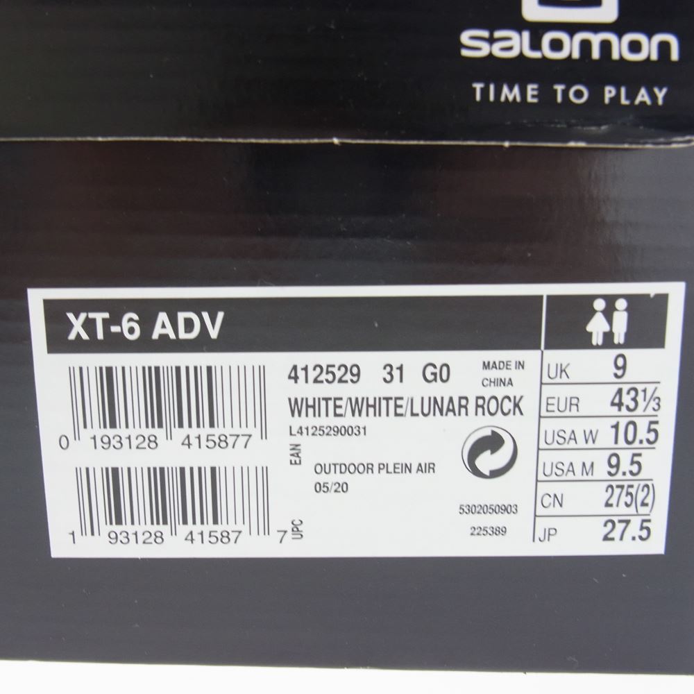 salomon サロモン L41252900 XT-6 ADV サロモン エックスティー 6 アドバンスド ローカット スニーカー ホワイト系 27.5cm【中古】