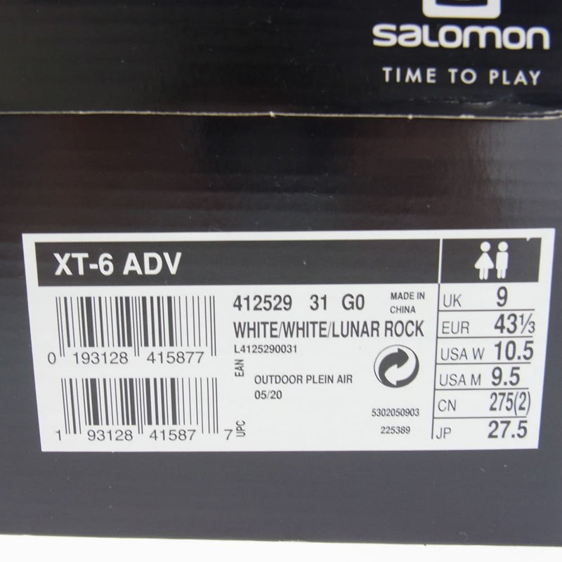 salomon サロモン L41252900 XT-6 ADV サロモン エックスティー 6 アドバンスド ローカット スニーカー ホワイト系  27.5cm【中古】