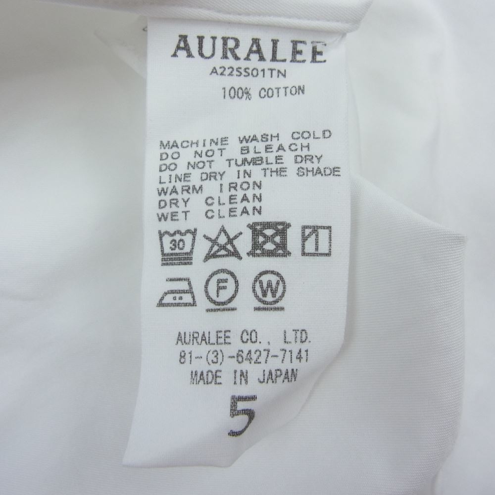 AURALEE オーラリー 22SS  A22SS01TN WASHED FINX TWILL SHIRTS  ツイル 長袖 シャツ ホワイト系 5【中古】