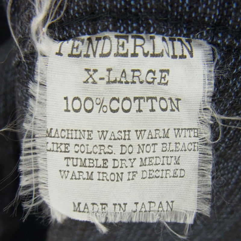 TENDERLOIN テンダーロイン 両胸ポケット 猫目ボタン オープンカラー 長袖 シャツ ネイビー系 XL【中古】