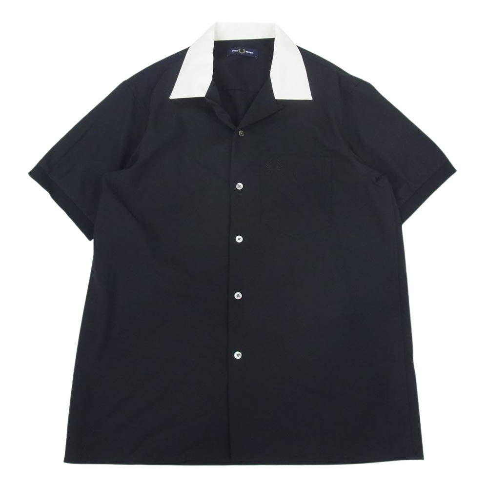 FRED PERRY フレッドペリー F4549 REVERE COLLAR SHIRT 衿配色 オープンカラー 半袖 シャツ ブラック系 S【中古】