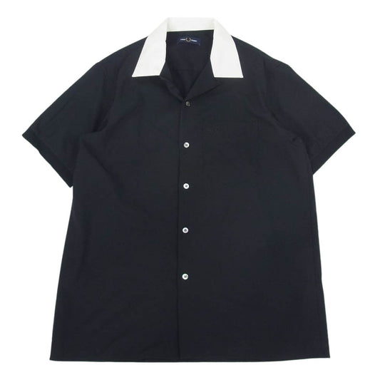 FRED PERRY フレッドペリー F4549 REVERE COLLAR SHIRT 衿配色 オープンカラー 半袖 シャツ ブラック系 S【中古】