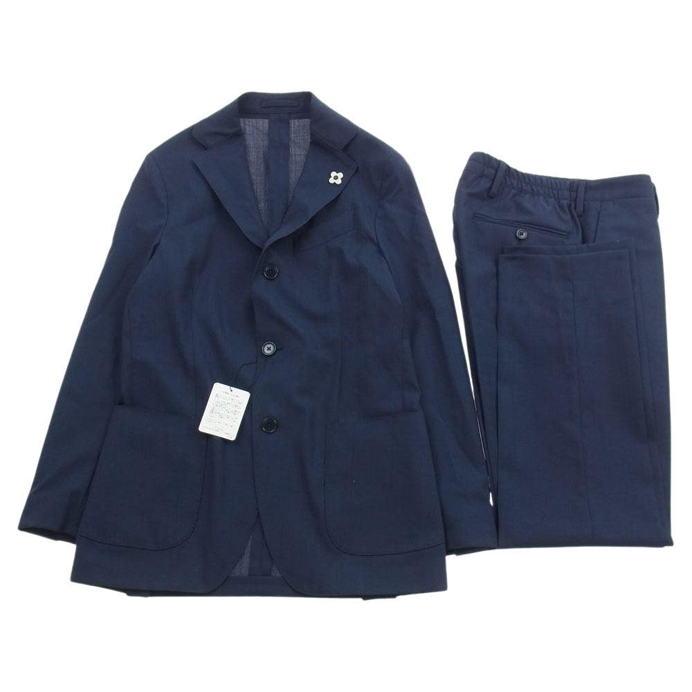 LARDINI ラルディーニ JM031AQ イタリア製 3B ブートニエール付き EASY WEAR パッカブル セットアップ スーツ ネイビー系 42【極上美品】【中古】