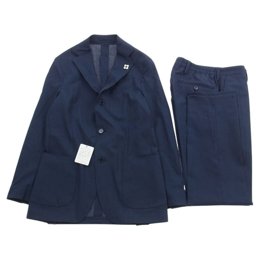 LARDINI ラルディーニ JM031AQ イタリア製 3B ブートニエール付き EASY WEAR パッカブル セットアップ スーツ ネイビー系 42【極上美品】【中古】