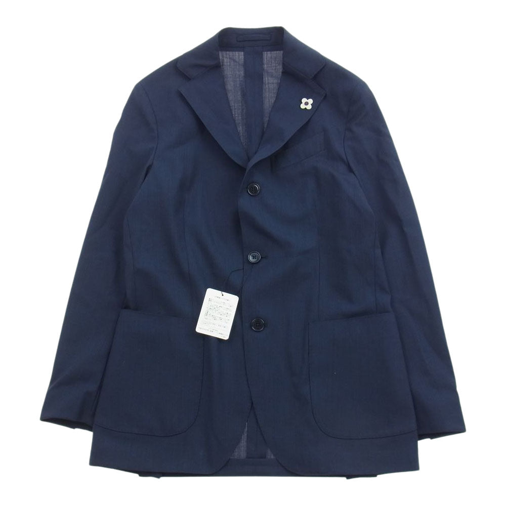 LARDINI ラルディーニ JM031AQ イタリア製 3B ブートニエール付き EASY WEAR パッカブル セットアップ スーツ ネイビー系 42【極上美品】【中古】