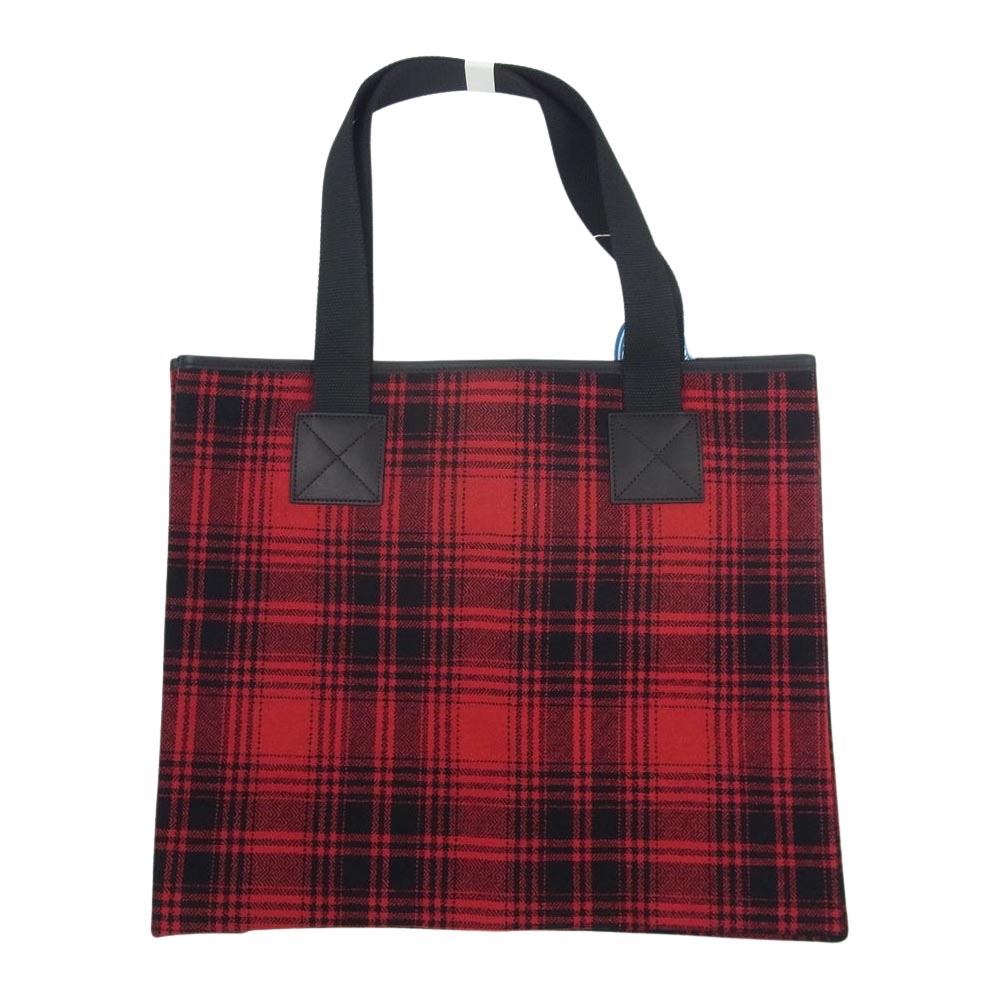 HYSTERIC GLAMOUR ヒステリックグラマー 02223QB01 CIRCLED LOGO ウール チェック トート バッグ レッド系 F【新古品】【未使用】【中古】