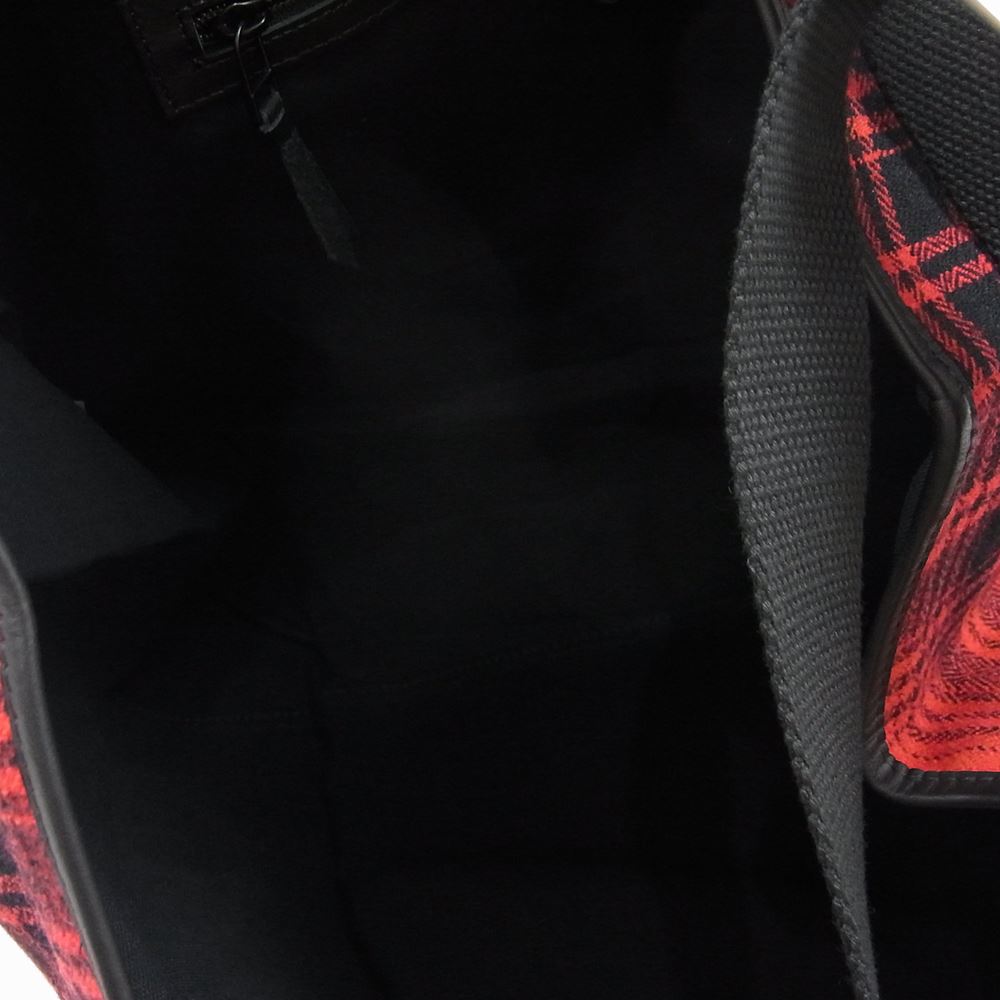HYSTERIC GLAMOUR ヒステリックグラマー 02223QB01 CIRCLED LOGO ウール チェック トート バッグ レッド系 F【新古品】【未使用】【中古】