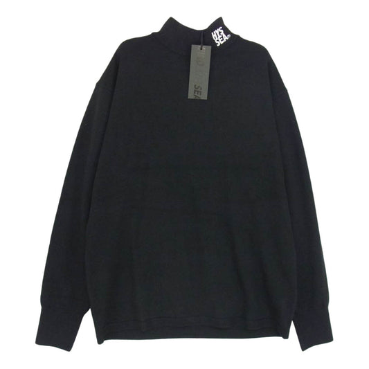HYSTERIC GLAMOUR ヒステリックグラマー × WIND AND SEA ウィンダンシー WDS-C-HYS-23-AP-Q1-12 MOCK NECK SHIRT モックネック ニット シャツ ブラック系 S【新古品】【未使用】【中古】
