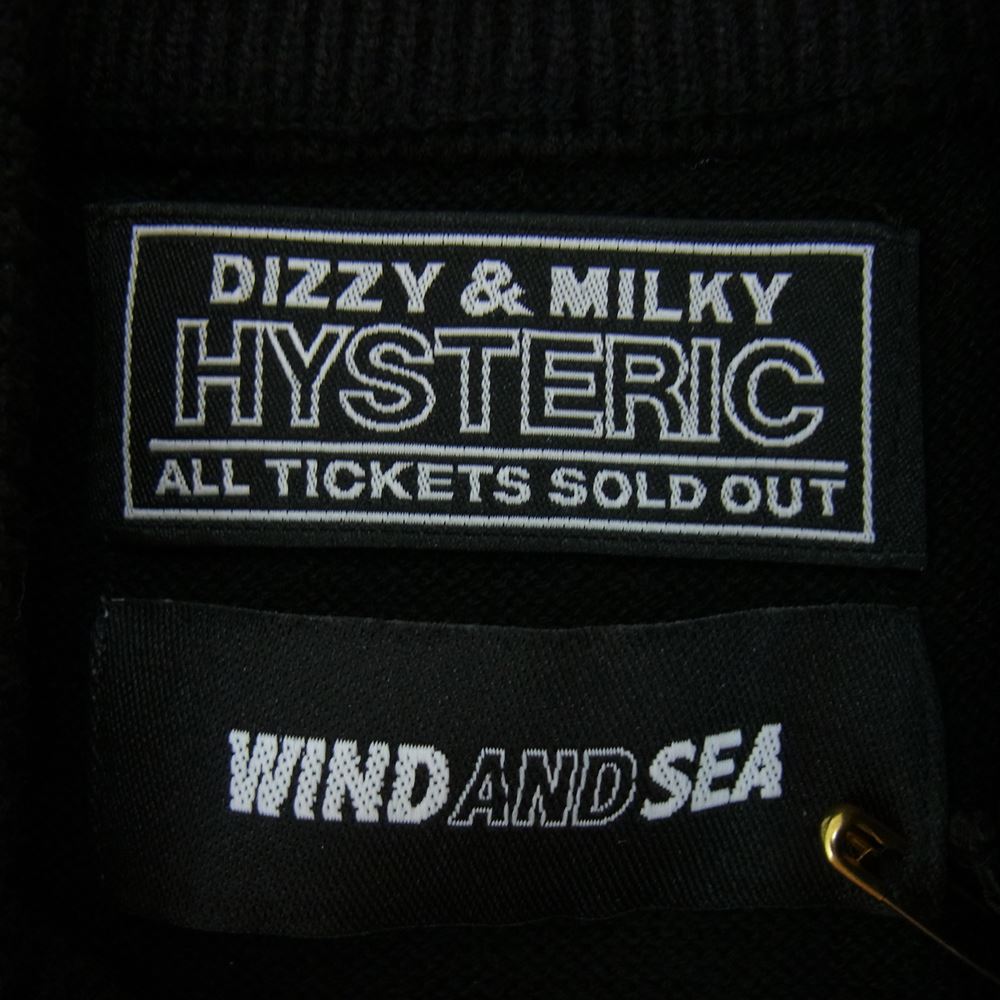 HYSTERIC GLAMOUR ヒステリックグラマー × WIND AND SEA ウィンダンシー WDS-C-HYS-23-AP-Q1-12 MOCK NECK SHIRT モックネック ニット シャツ ブラック系 S【新古品】【未使用】【中古】