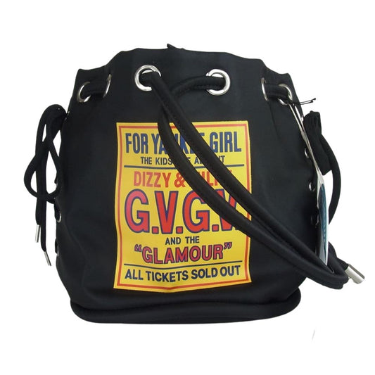 HYSTERIC GLAMOUR ヒステリックグラマー GV1835001 G.V.G.V ジーヴィージーヴィー LACE UP BUCKET BAG 巾着 プリント バッグ ブラック系【新古品】【未使用】【中古】