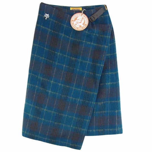 HYSTERIC GLAMOUR ヒステリックグラマー 22AW 01223AK02 SKULL PANDA 刺繍 ミモレ丈 ウール 巻スカート グリーン系 S【新古品】【未使用】【中古】