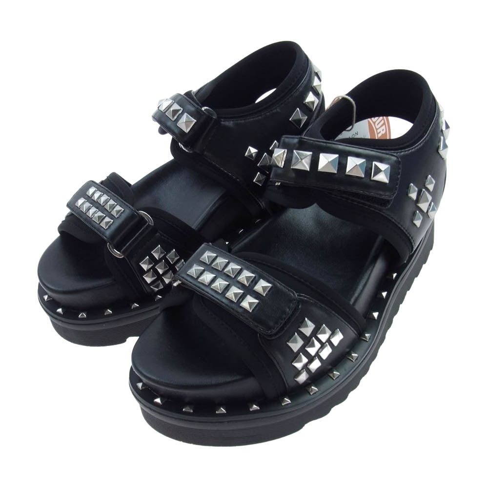 HYSTERIC GLAMOUR ヒステリックグラマー 01201QS05 スタッズ フットベッド サンダル ブラック系 24cm【新古品】【未使用】【中古】