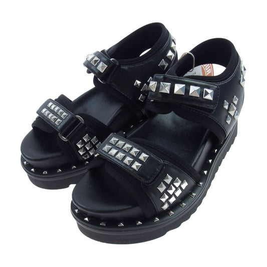 HYSTERIC GLAMOUR ヒステリックグラマー 01201QS05 スタッズ フットベッド サンダル ブラック系 24cm【新古品】【未使用】【中古】