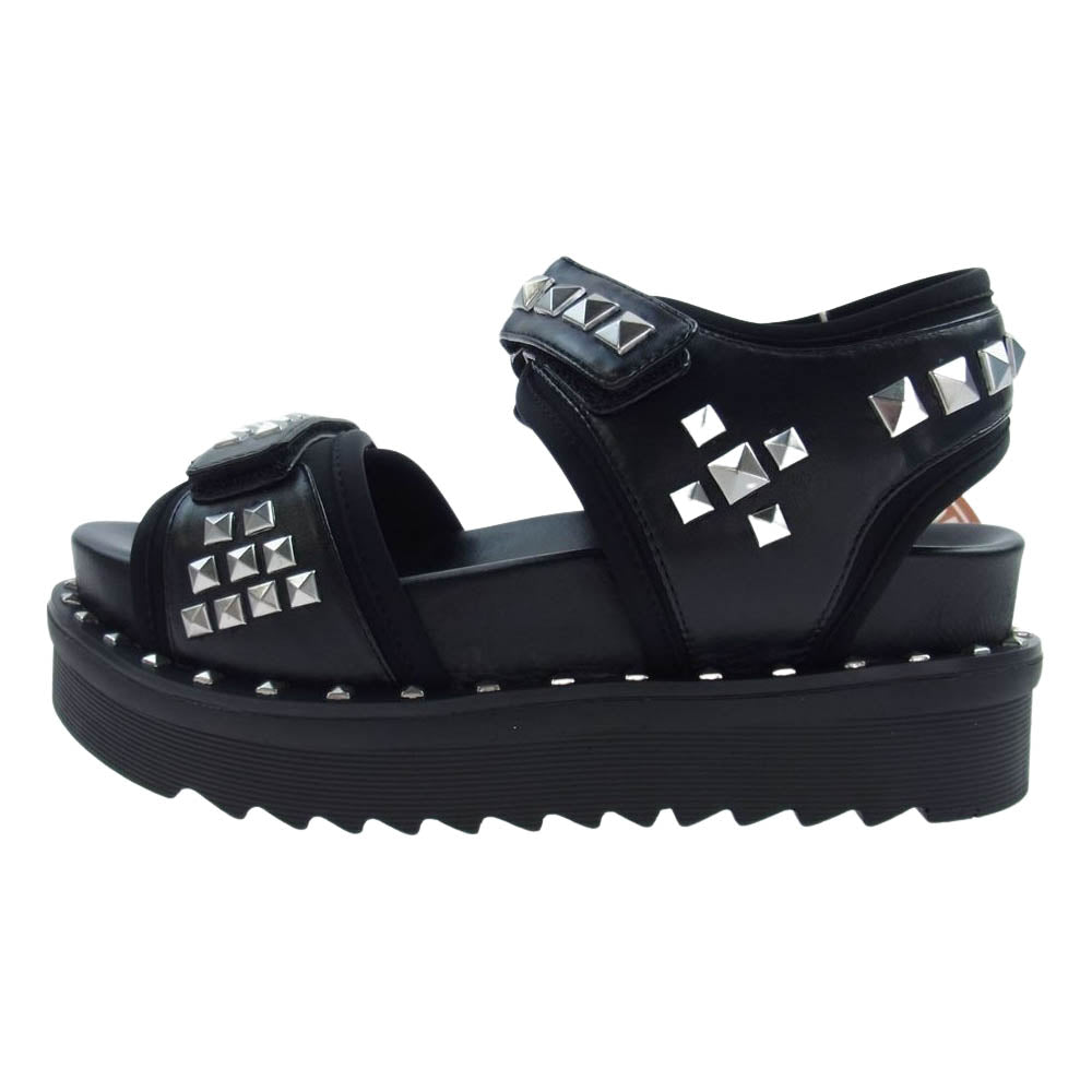 HYSTERIC GLAMOUR ヒステリックグラマー 01201QS05 スタッズ フットベッド サンダル ブラック系 24cm【新古品】【未使用】【中古】
