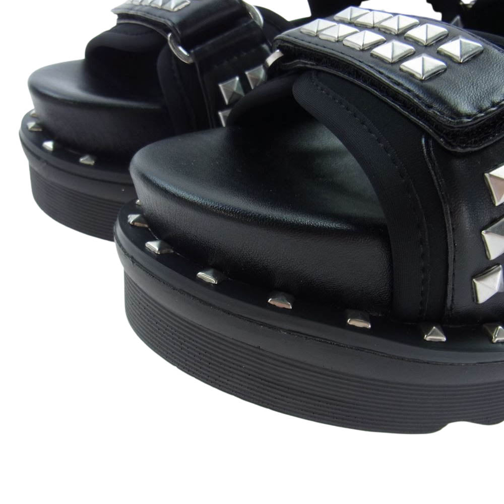 HYSTERIC GLAMOUR ヒステリックグラマー 01201QS05 スタッズ フットベッド サンダル ブラック系 24cm【新古品】【未使用】【中古】