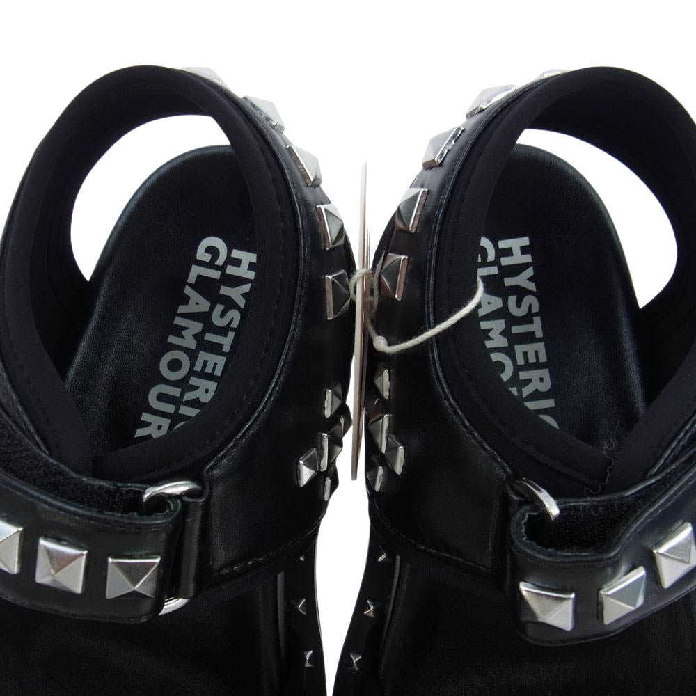 HYSTERIC GLAMOUR ヒステリックグラマー 01201QS05 スタッズ フットベッド サンダル ブラック系 24cm【新古品】【未使用】【中古】