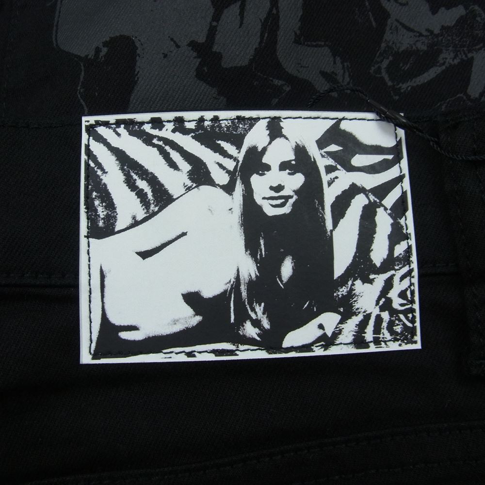 HYSTERIC GLAMOUR ヒステリックグラマー 05211AP02 ストレッチ デニム ハイウエスト プリント スリム スキニー パンツ ブラック系 25【新古品】【未使用】【中古】