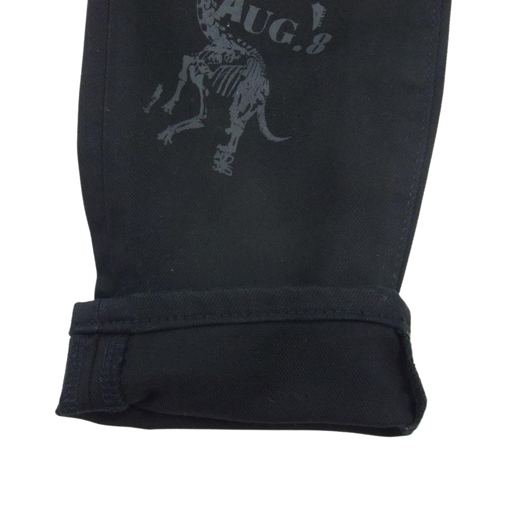 HYSTERIC GLAMOUR ヒステリックグラマー 05211AP02 ストレッチ デニム ハイウエスト プリント スリム スキニー パンツ ブラック系 25【新古品】【未使用】【中古】
