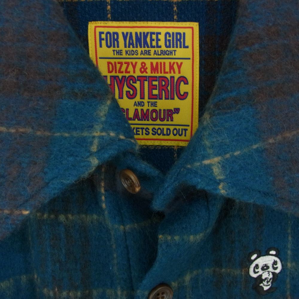 HYSTERIC GLAMOUR ヒステリックグラマー 22AW 01223AH02 SKULL PANDA 刺繍 オーバーサイズ ウール シャツ ジャケット グリーン系 FREE【新古品】【未使用】【中古】