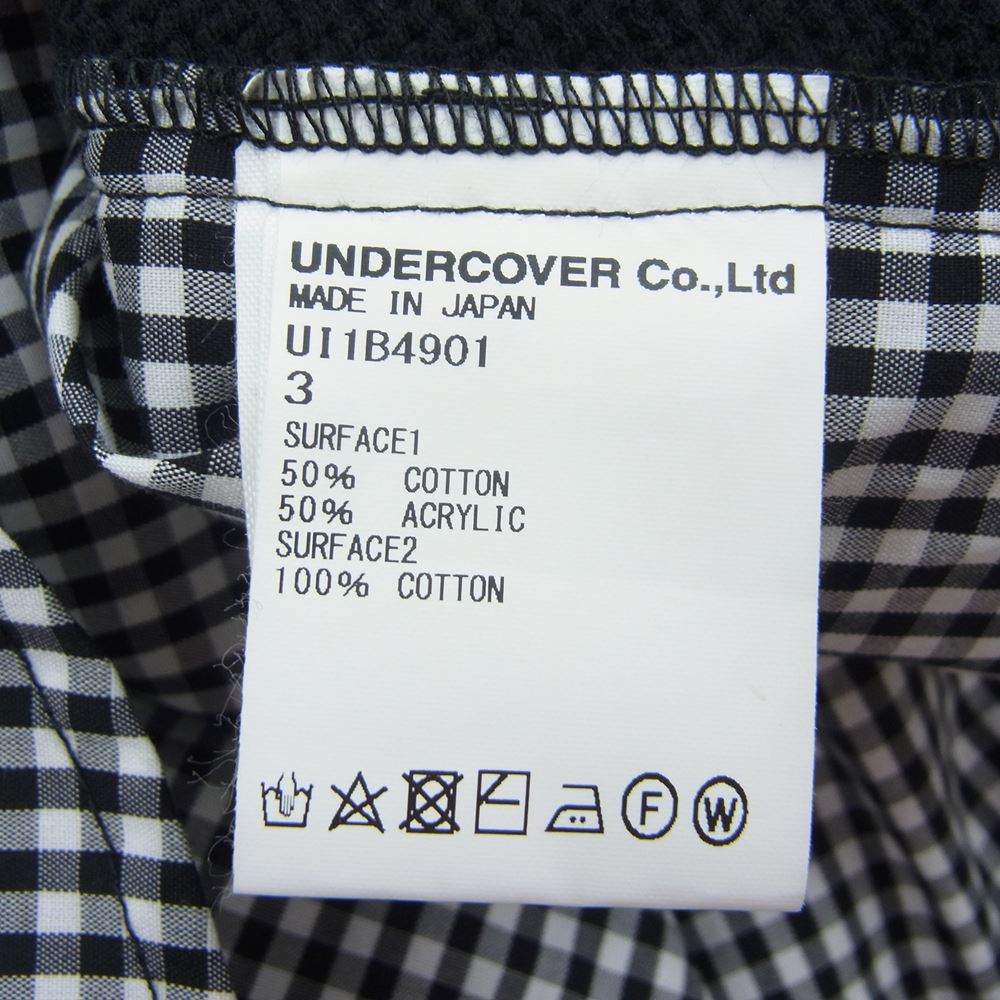 UNDERCOVER アンダーカバー 22SS UI1B4901 バック切替 ギンガムチェック カーディガン ブラック系 4【中古】