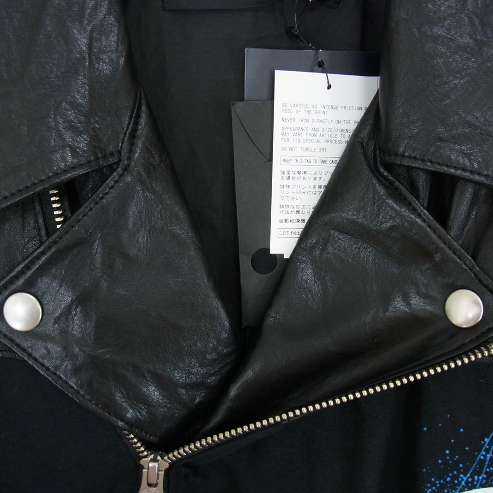 UNDERCOVER アンダーカバー 22SS UC1B4207-2 プリントCS切替 ライトレザー ライダース ジャケット ブラック系 4【美品】【中古】