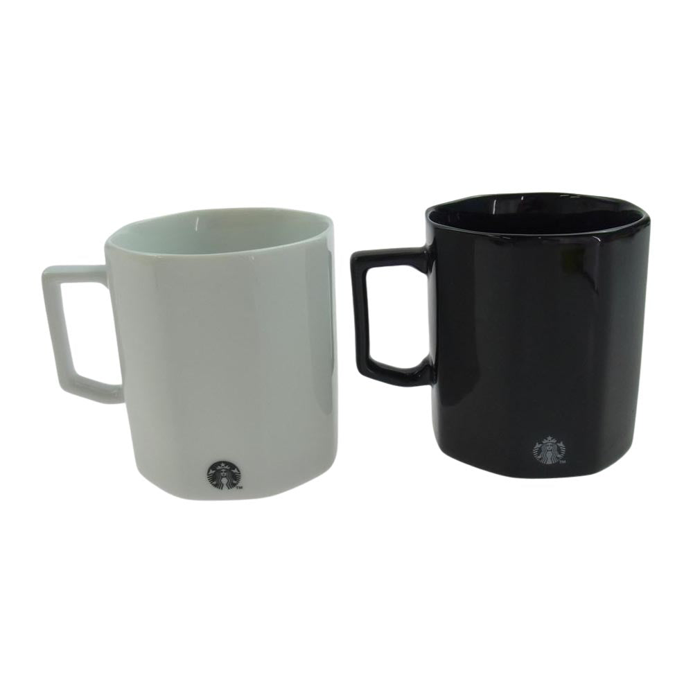 FRAGMENT DESIGN フラグメントデザイン × STARBUCKS スターバックス オクタゴナルマグ マグカップ 2個セット ペア ホワイト系 ブラック系【極上美品】【中古】