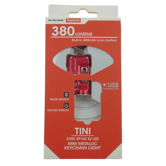 Supreme シュプリーム 17AW × NITECORE ナイトコア TINI KEYCHAIN LIGHT LED ライト キーホルダー レッド系【新古品】【未使用】【中古】