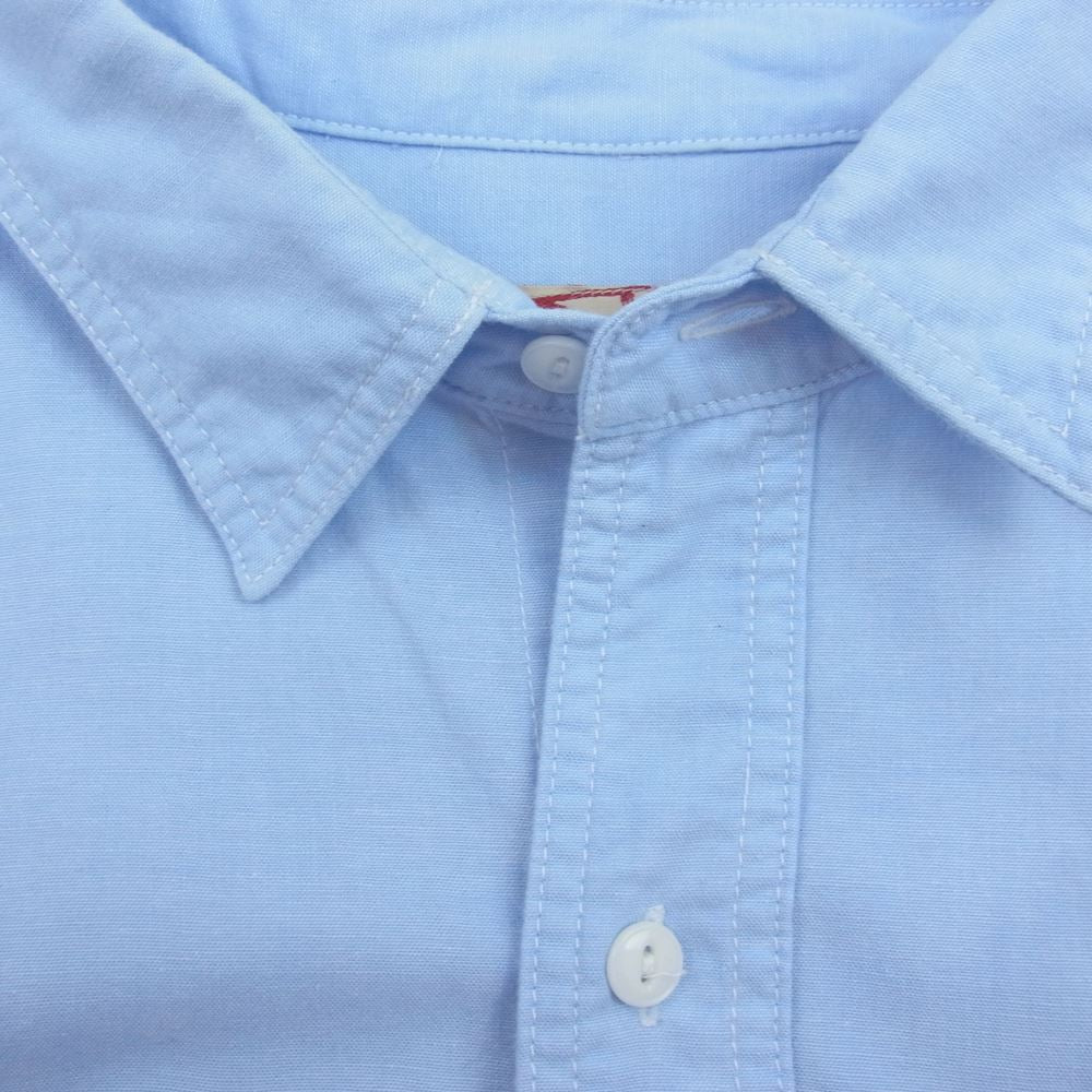 児島ジーンズ WORK SHIRT ワーク 半袖 シャツ ライトブルー系 XXL【中古】