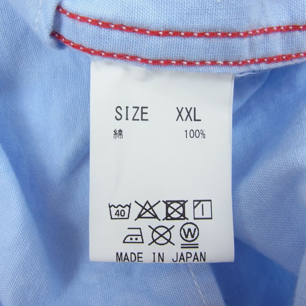 児島ジーンズ WORK SHIRT ワーク 半袖 シャツ ライトブルー系 XXL【中古】